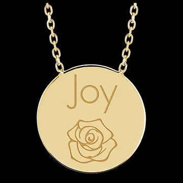 Collier médaille ronde gravé - or jaune 9 carats - Collection Lovely Yours - Edenly Yours