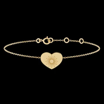 Heart engraved medal bracelet - 9K yellow gold - Lovely Yours Collection - Edenly Yours