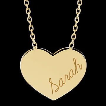 Collar con medalla grabada en forma de corazón - Oro amarillo de 9 quilates - Colección Lovely Yours - Edenly Yours