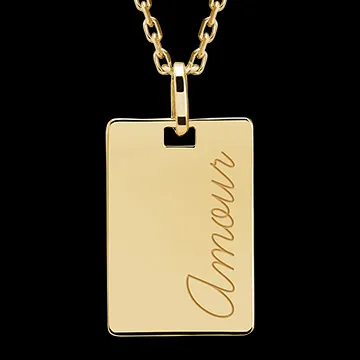Rechthoek medaillon gegraveerd - 9K geel goud - Lovely Yours Collectie - Edenly Yours