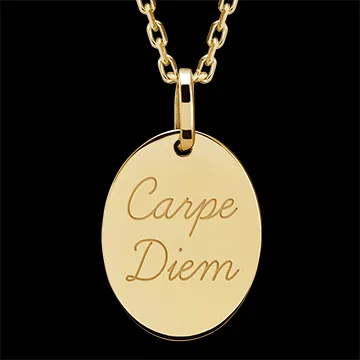 Medaglietta ovale incisa - oro giallo 9 carati - Collezione Lovely Yours - Edenly Yours
