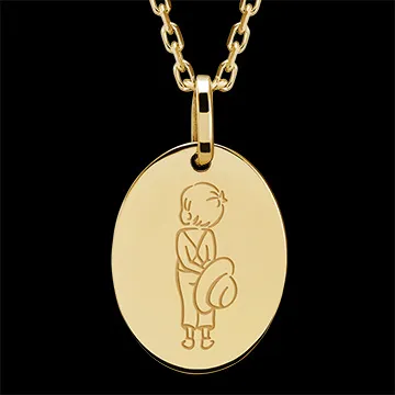 Medaglietta ovale incisa - oro giallo 9 carati - Collezione Lovely Yours - Edenly Yours