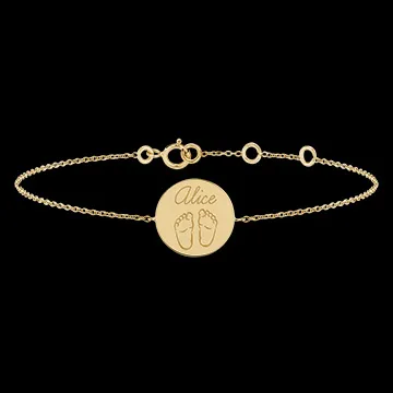 Armband mit rundem Anhänger mit Gravur - Gelbgold, 9 Karat - Kollektion Lovely Yours - Edenly Yours
