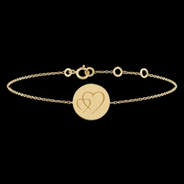 Round engraved medal bracelet - 9K yellow gold - Lovely Yours Collection - Edenly Yours