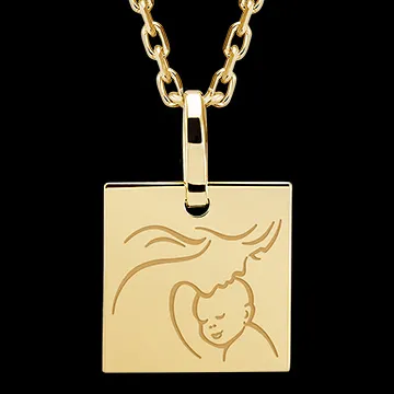 Medaglietta quadrata incisa - oro giallo 9 carati - Collezione Lovely Yours - Edenly Yours