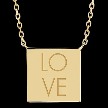 Collier médaille carrée gravé - or jaune 9 carats - Collection Lovely Yours - Edenly Yours