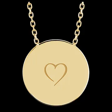 Collar con medalla grabada redonda - Oro amarillo de 9 quilates - Colección Lovely Yours - Edenly Yours