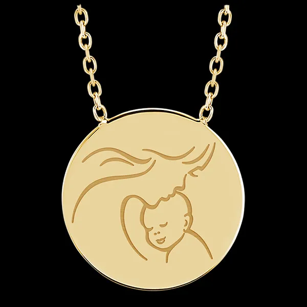 Collier médaille ronde gravée - or jaune 9 carats - Collection Lovely Yours - Edenly Yours