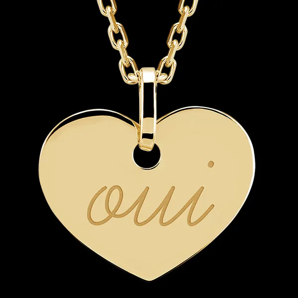 Heart medal engraved - 9K yellow gold - Lovely Yours Collection - Edenly Yours