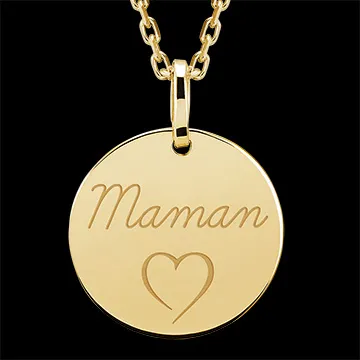Round medal engraved - 9K yellow gold - Lovely Yours Collection - Edenly Yours