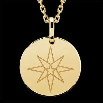 Round medal engraved - 9K yellow gold - Lovely Yours Collection - Edenly Yours