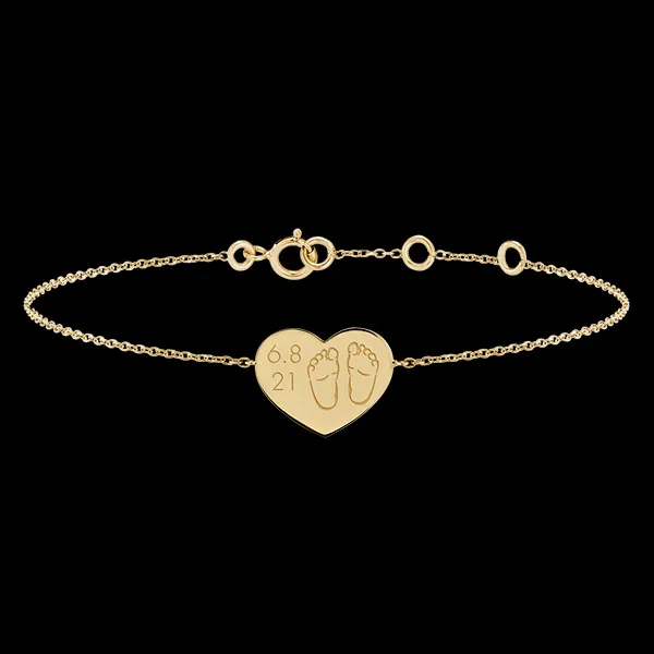 Armband mit herzförmigem Anhänger mit Gravur - Gelbgold, 9 Karat - Kollektion Lovely Yours - Edenly Yours