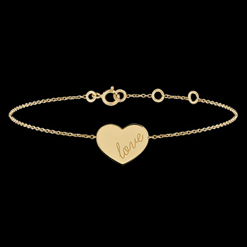 Brățară medalion inimă gravată - aur galben de 9 carate - Colecția Lovely Yours - Edenly Yours