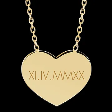 Colier medalion inimă gravat - aur galben de 9 carate - Colecția Lovely Yours - Edenly Yours