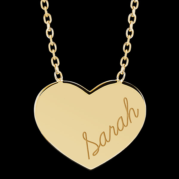 Halsketting met gegraveerd hartje medaillon - 9K geel goud - Collectie Lovely Yours - Edenly Yours