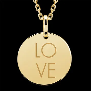 Medalion rotund gravat - aur galben de 9 carate - Colecția Lovely Yours - Edenly Yours