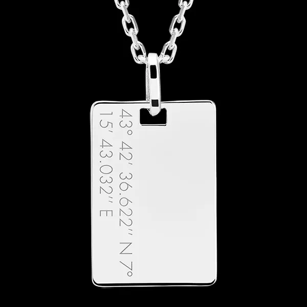 Anhänger rechteckig mit Gravur - Weißgold, 9 Karat - Kollektion Lovely Yours - Edenly Yours