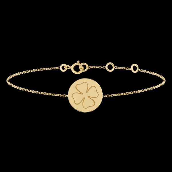 Bransoletka z grawerowanym medalikiem - 9 karatowe żółte złoto - Kolekcja Lovely Yours - Edenly Yours