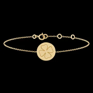 Bransoletka z grawerowanym medalikiem - 9 karatowe żółte złoto - Kolekcja Lovely Yours - Edenly Yours