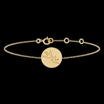 Bransoletka z grawerowanym medalikiem - 9 karatowe żółte złoto - Kolekcja Lovely Yours - Edenly Yours
