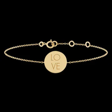 Brățară medalion rotund gravată - aur galben de 9 carate - Colecția Lovely Yours - Edenly Yours