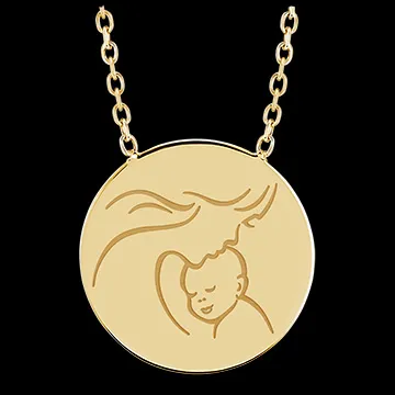 Halskette mit rundem Anhänger mit Gravur - Gelbgold, 9 Karat - Kollektion Lovely Yours - Edenly Yours