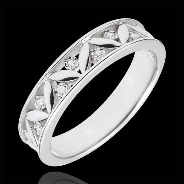 Trouwring Lentekriebels - Oude Rome - 9 karaat witgoud -7 Diamanten