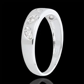 Ring kleine blaadjes 18 karaat witgoud en 5 Diamanten