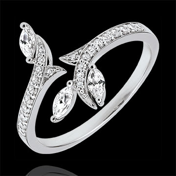 Ring Mysterieus Bos - 18 karaat witgoud en zaadjes in Diamant