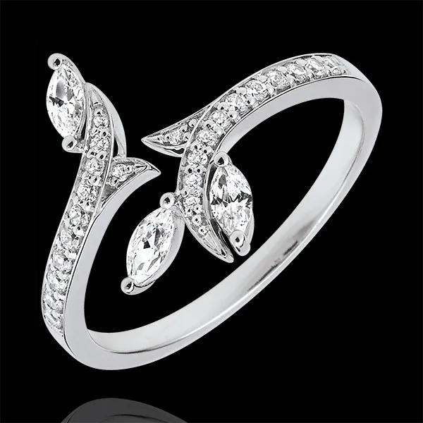 Ring Mysterieus Bos - 18 karaat witgoud en zaadjes in Diamant