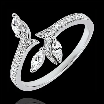 Ring Mysterieus Bos - 9 karaat witgoud en zaadjes in Diamant