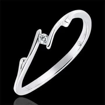 Solitaire Liefdesnest - Twijgje - 9 karaat witgoud met Diamant