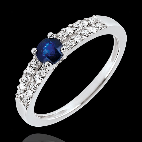 Margot Engagement Ring - 0.37 carat sapphire and diamonds - white gold 18 carats