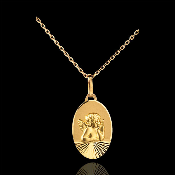 Medaglia Angelo di Raffaello - design moderno - Oro giallo - 18 carati