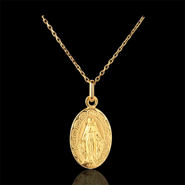 Medaglia Madonna del Miracolo - bordi lavorati - Oro giallo - 18 carati