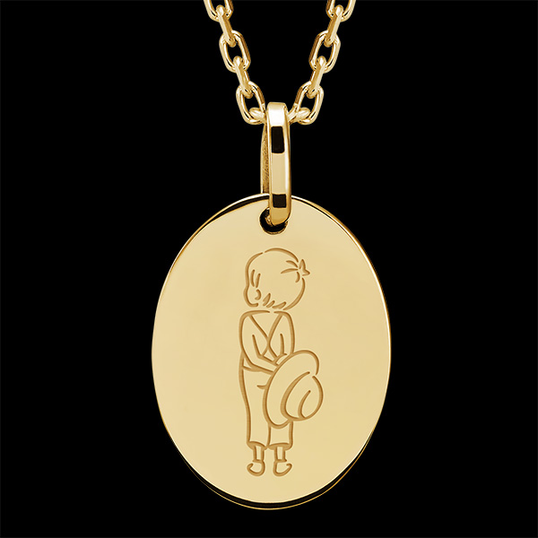 Médaille ovale gravée - or blanc 9 carats - Collection Baby Yours - Edenly Yours