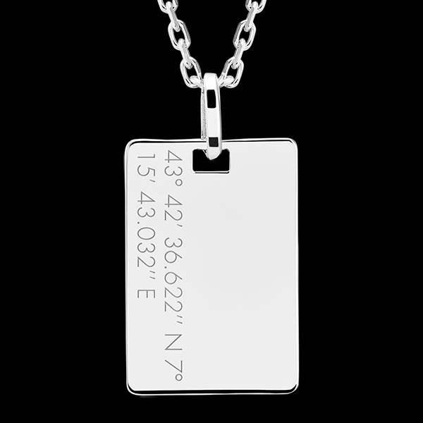 Médaille rectangle gravée - or blanc 9 carats - Collection Baby Yours - Edenly Yours