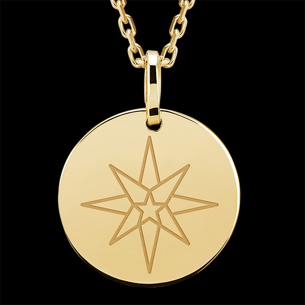 Médaille ronde gravée - or blanc 9 carats - Collection Les Grigris - Edenly Yours