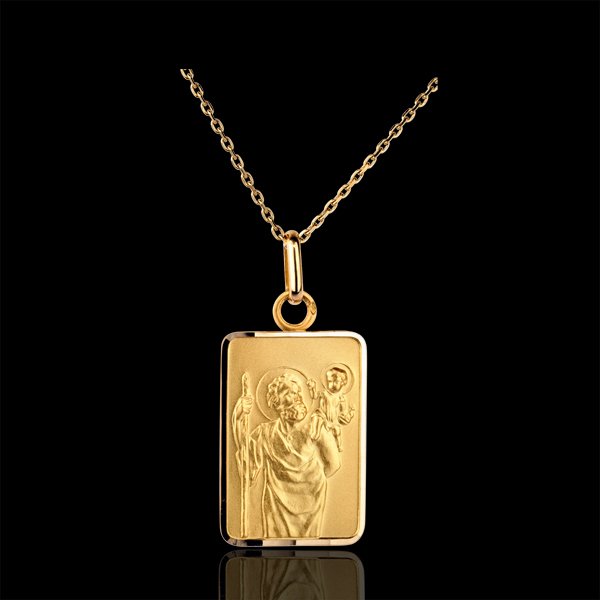 Médaille Saint Christophe modèle plaque - or jaune 9 carats