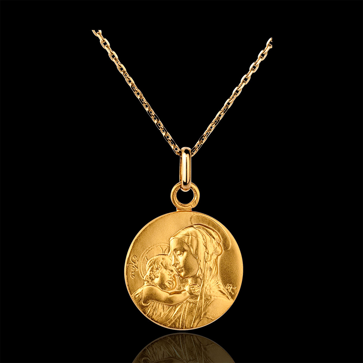 Médaille douce Vierge à l'enfant Or Jaune 16mm - Augis - Site Officiel