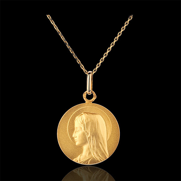 Médaille Vierge massive 20mm - or jaune 18 carats