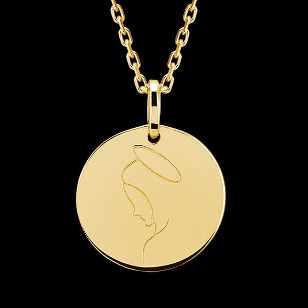 Médaille Vierge - or jaune 9 carats