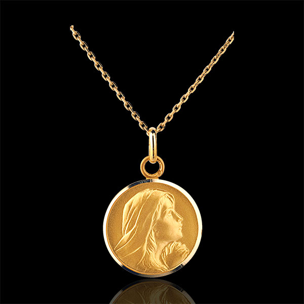Médaille Vierge priant 16mm - or jaune 18 carats