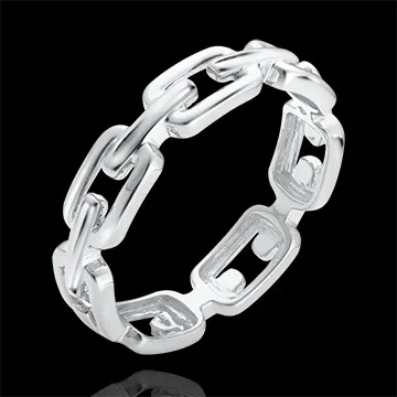 Anillo Mirada de Oriente - Eslabones Cubanos medio - oro blanco de 18 quilates