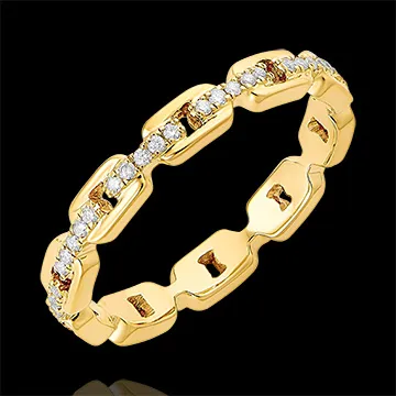Anillo Mirada de Oriente - Eslabones Cubanos Diamants - oro amarillo de 9 quilates y diamantes