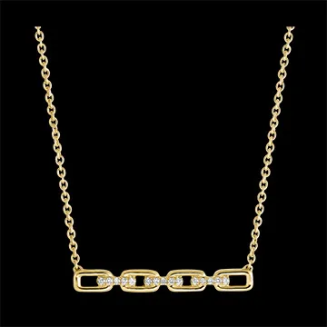 Collar Mirada de Oriente - Eslabones Cubanos - oro amarillo de 9 quilates y diamantes