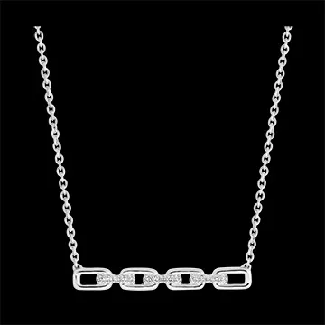Collar Mirada de Oriente - Eslabones Cubanos - oro blanco de 9 quilates y diamantes