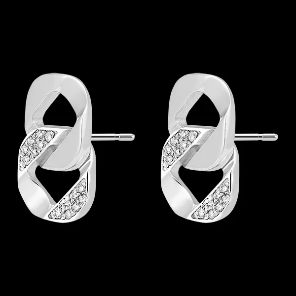 Pendientes Mirada de Oriente Pulgas - Lia - oro blanco de 9 quilates y diamantes