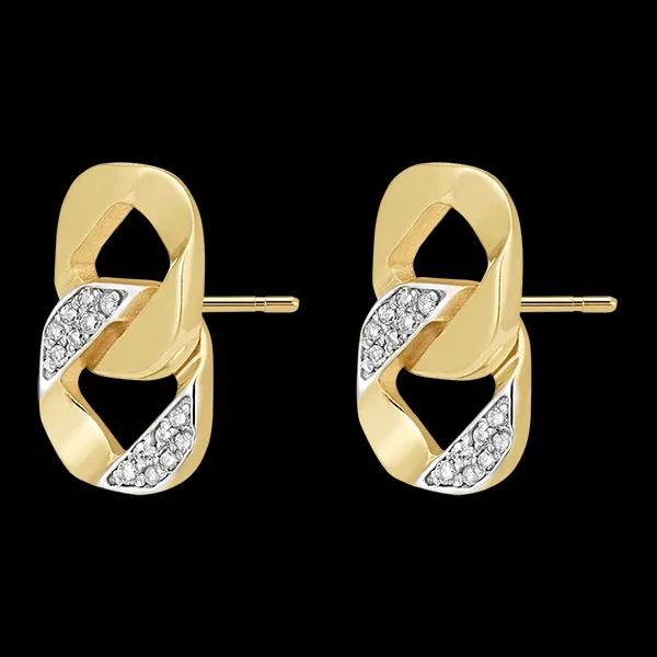 Pendientes Mirada de Oriente Pulgas - Lia - oro amarillo de 9 quilates y diamantes