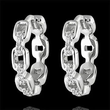Pendientes Criollos Mirada de Oriente - Eslabones Cubanos - oro blanco de 9 quilates y diamantes